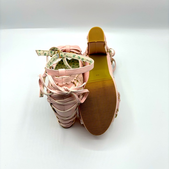 Bow Lace Princess Lolita Shoes Womens Chunky High Heels Ankle Strap Pumps Size 8 - Picture 5 of 12
